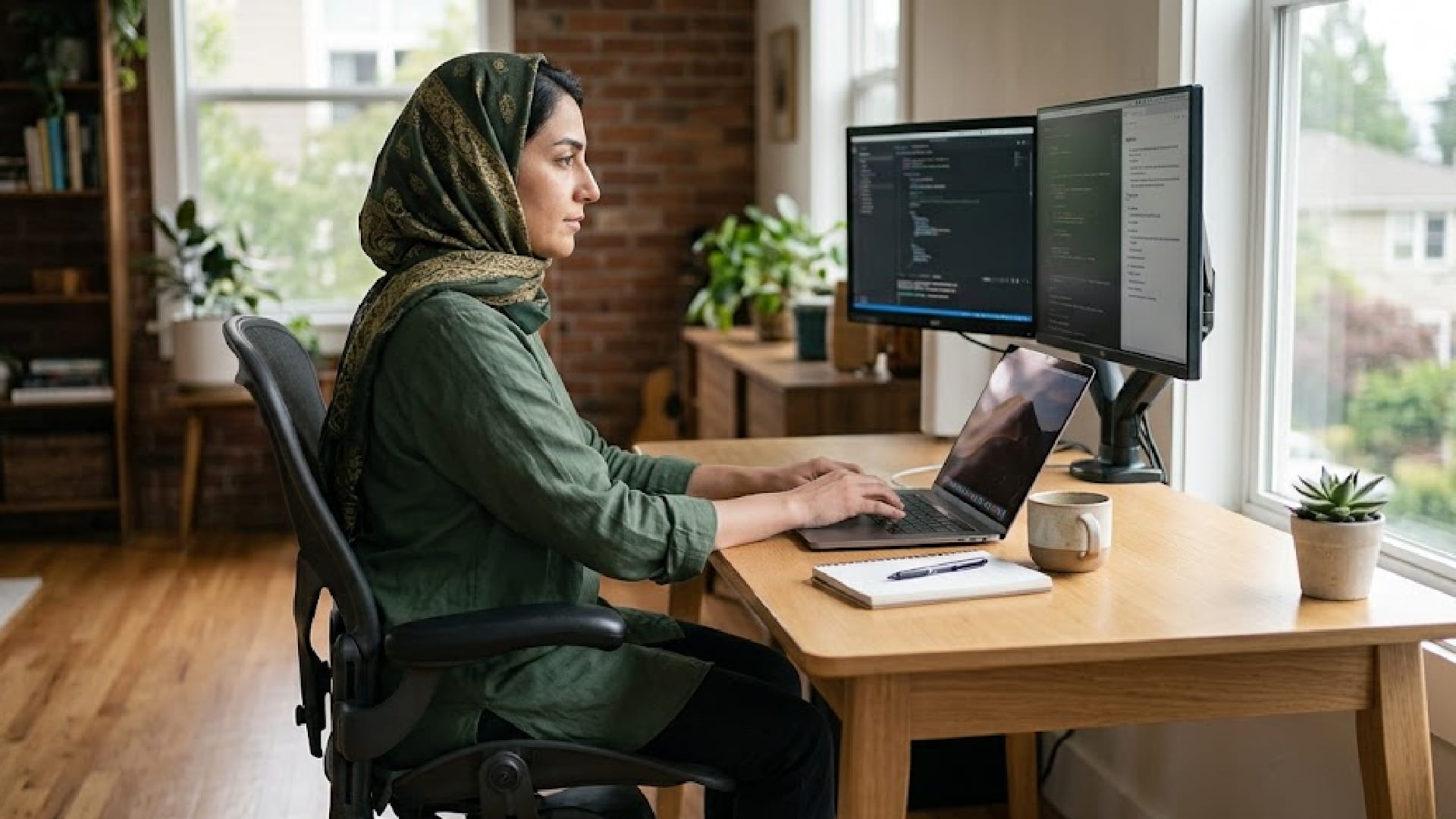 وضعیت صحیح نشستن روی صندلی هنگام کار با لپ تاپ وضعیت صحیح نشستن روی صندلی هنگام کار با لپ تاپ