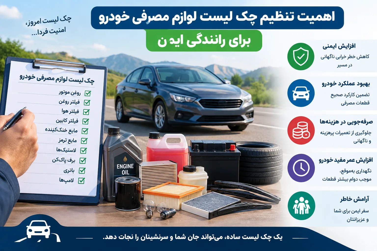 اهمیت تنظیم چک لیست لوازم مصرفی خودرو